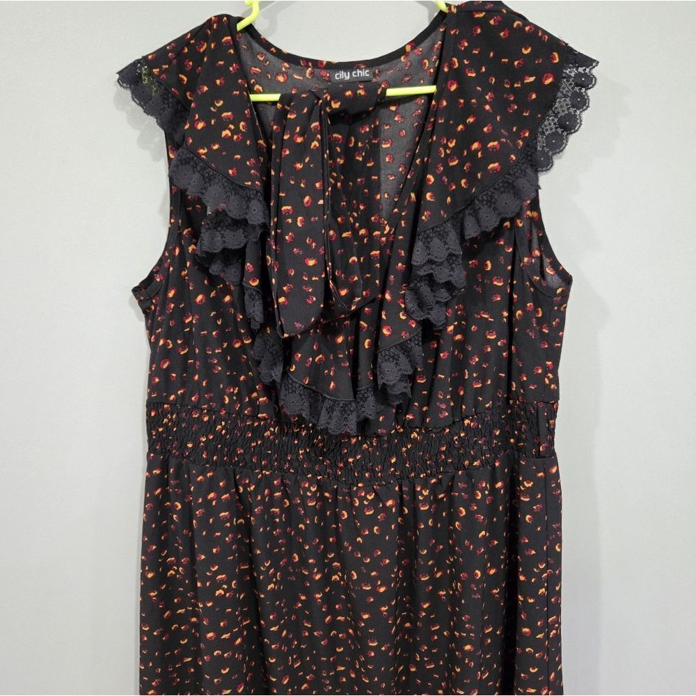 🐢 City Chic Black and Yellow-Size 18- Midi Dress. Like New!